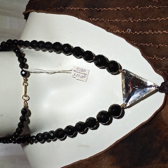 NWT c1960s RARE EARLY DAUPLAISE Vauxhall Glass Triangle Faceted Stone Tassel - Picture 2 of 16